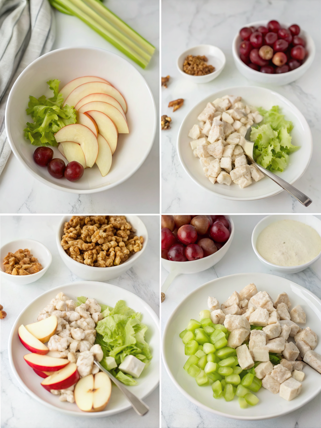 Waldorf Chicken Salad preparing steps